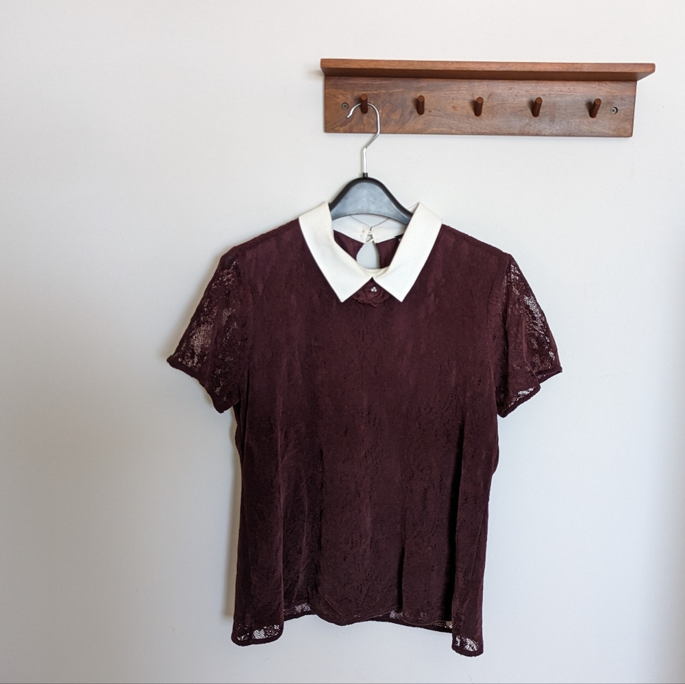 [Karl Lagerfeld] Burgundy Lace Top